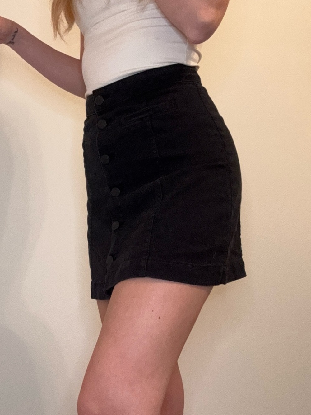 Black Denim Button Up Skirt